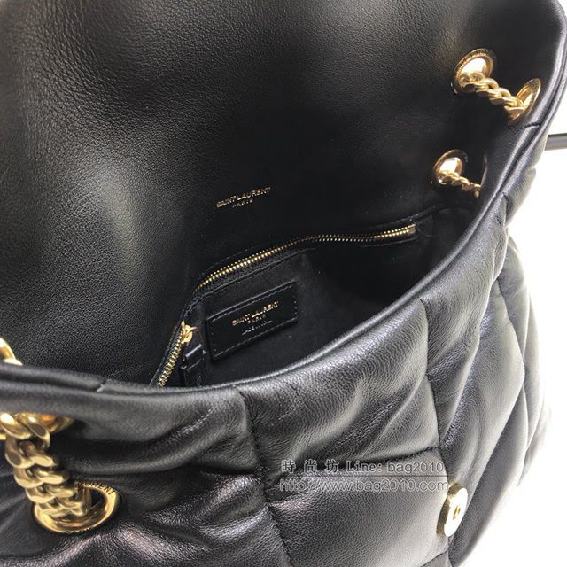YSL爆款女士包包 聖羅蘭經典款LOULOU PUFFER絎縫漆皮小號郵差包 YSL肩背斜挎包 577476  jjh1136
